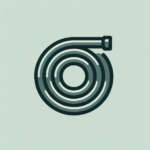 Illustration of a coiled hose icon, designed in a minimalist style.
