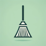 Modern graphic of a traditional broom, designed as a minimalist icon.