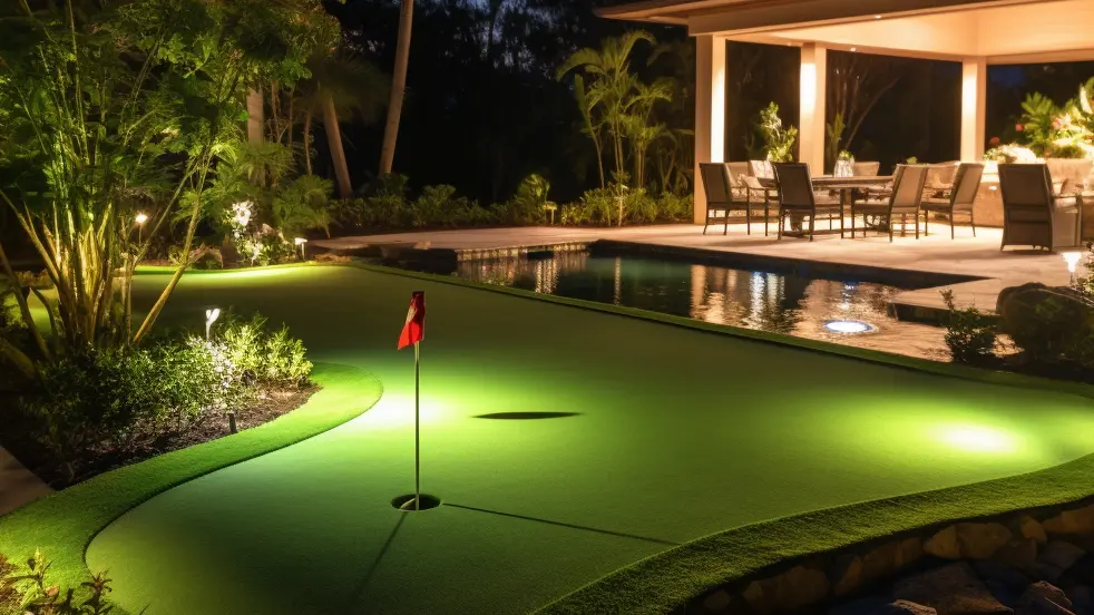 putting green with LED lights