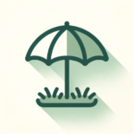 garden umbrella icon in muted green and white shades