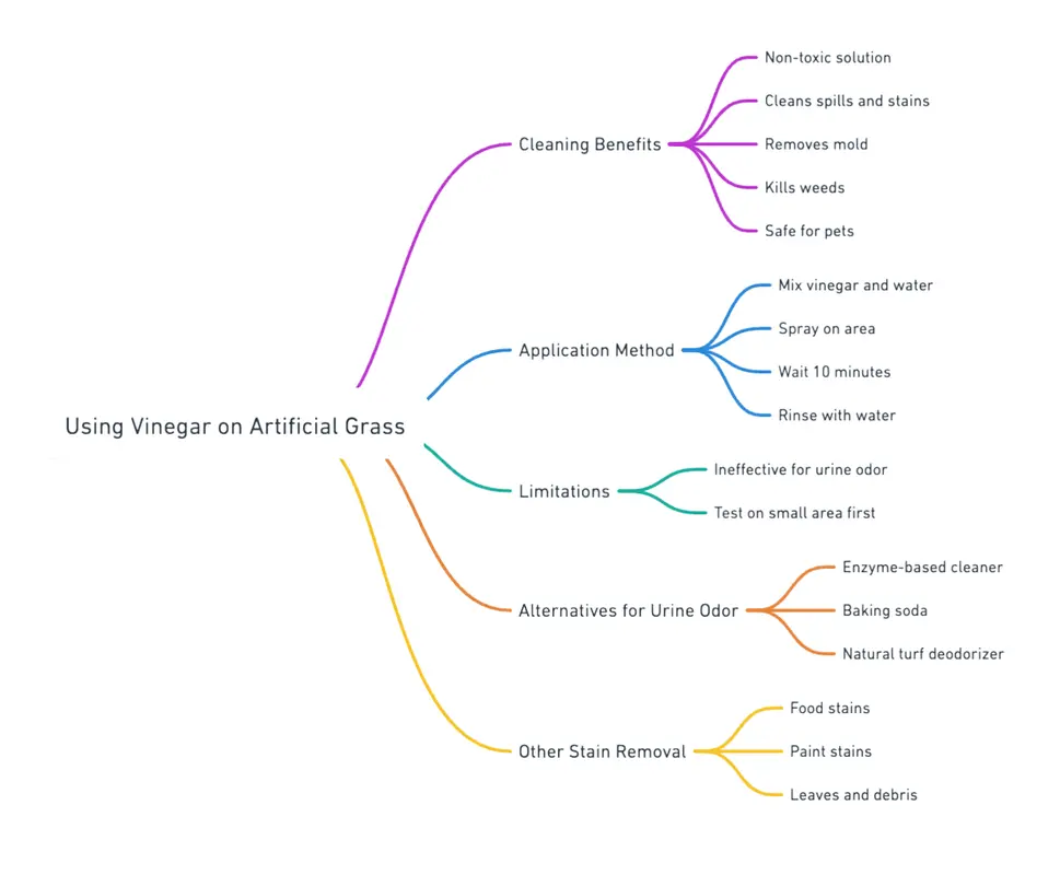 mind map for using vinegar on artificial grass